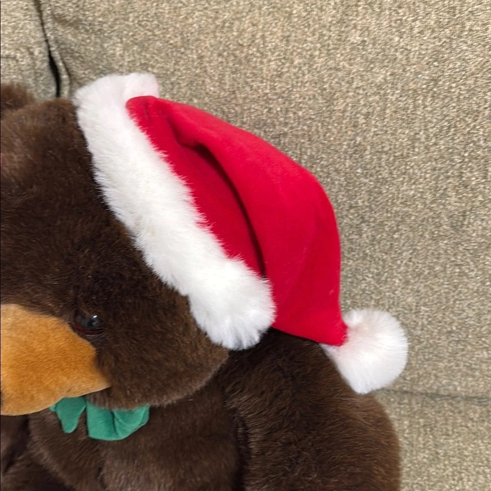 JC Penney Christmas Brown Teddy Bear Plush 24" Santa Hat Soft Stuffed Toy Gift - Picture 6 of 12